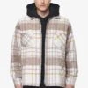 Bale Embroidery Heavy Flannel Zip Shirt Cream Wood