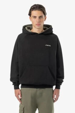 Moolt Reversible Boxy Double Layer Hoodie Washed Black Faded Olive