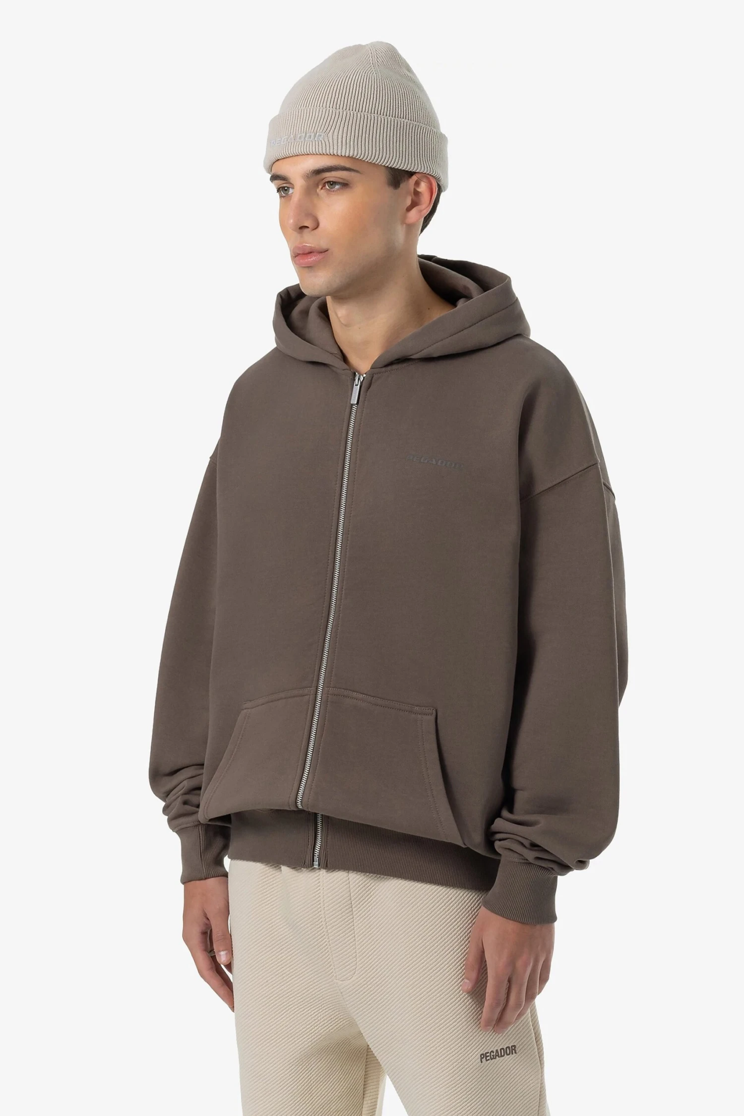 Colne Logo Oversized Sweat Jacket Washed Dust Brown 4 Colne Logo Oversized Sweat Jacket Washed Dust Brown - Image 4