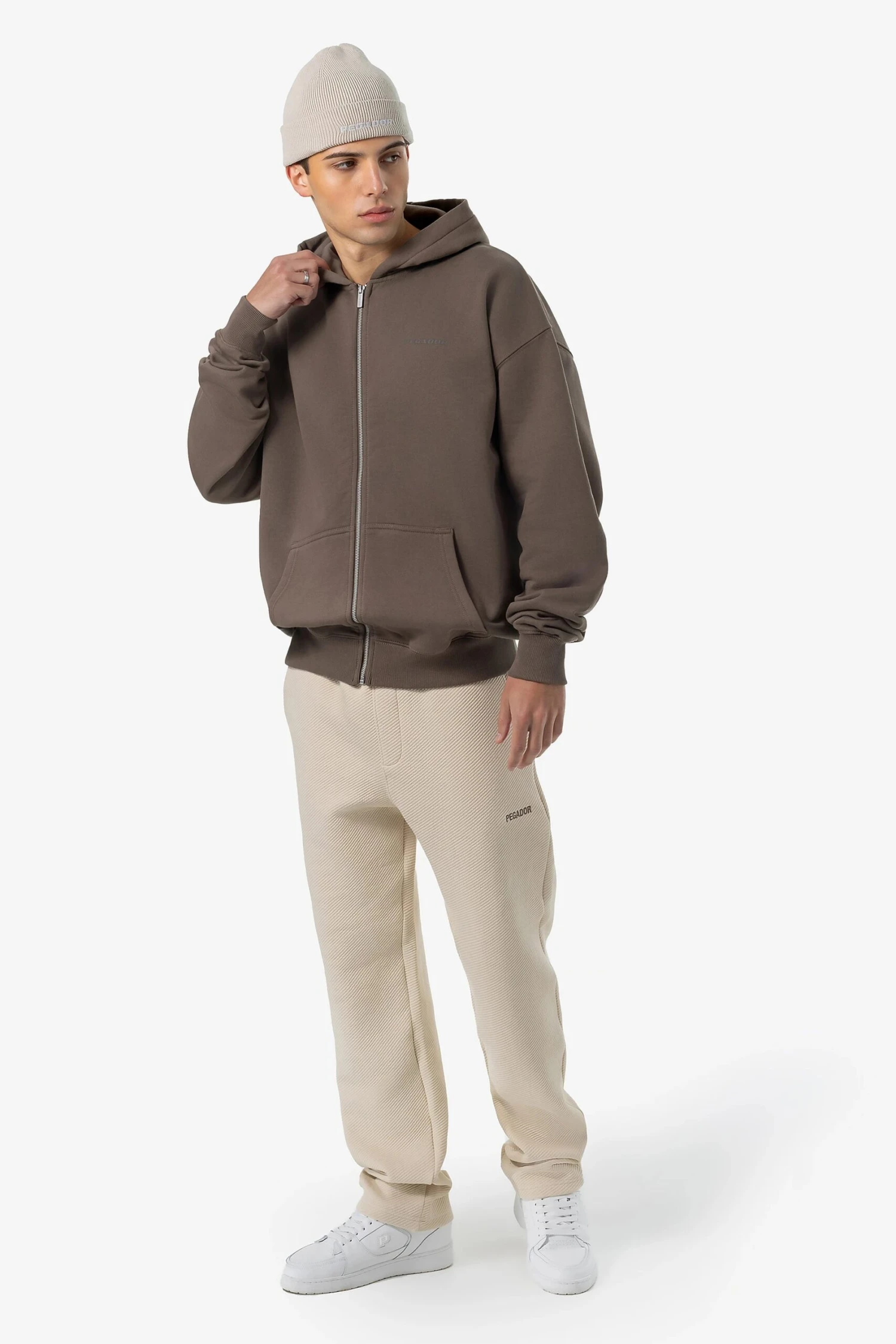 Colne Logo Oversized Sweat Jacket Washed Dust Brown 2 Colne Logo Oversized Sweat Jacket Washed Dust Brown - Image 2