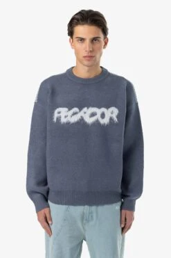 Tripole Oversized Knit Sweater Shadow Blue Cream