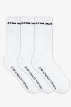 Pegador Certified Side Logo Socks White Black (3 Pack)