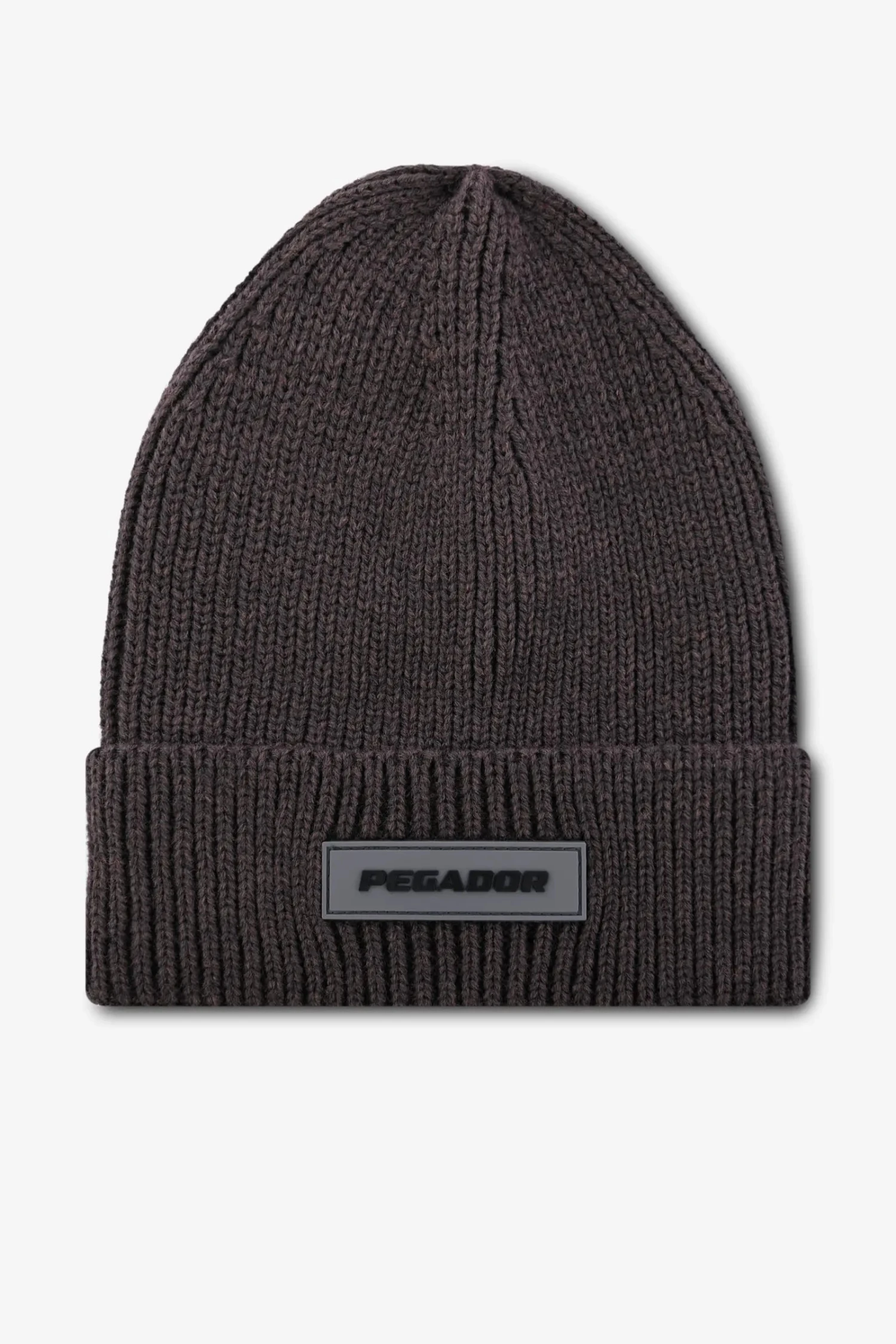Pegador Logo Rubber Beanie Heavy Knit Dark Brown Black 1 Pegador Logo Rubber Beanie Heavy Knit Dark Brown Black