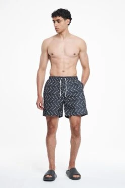 Kermint Monogramm Swim Shorts Black Ink White -Pegador Sale Store DSC 1267
