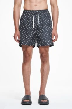 Kermint Monogramm Swim Shorts Black Ink White