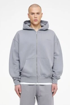 Logo Oversized Sweat Jacket Vintage Washed Dusk Grey Gum