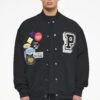 Whitney Varsity Jacket Washed Black Ink Black