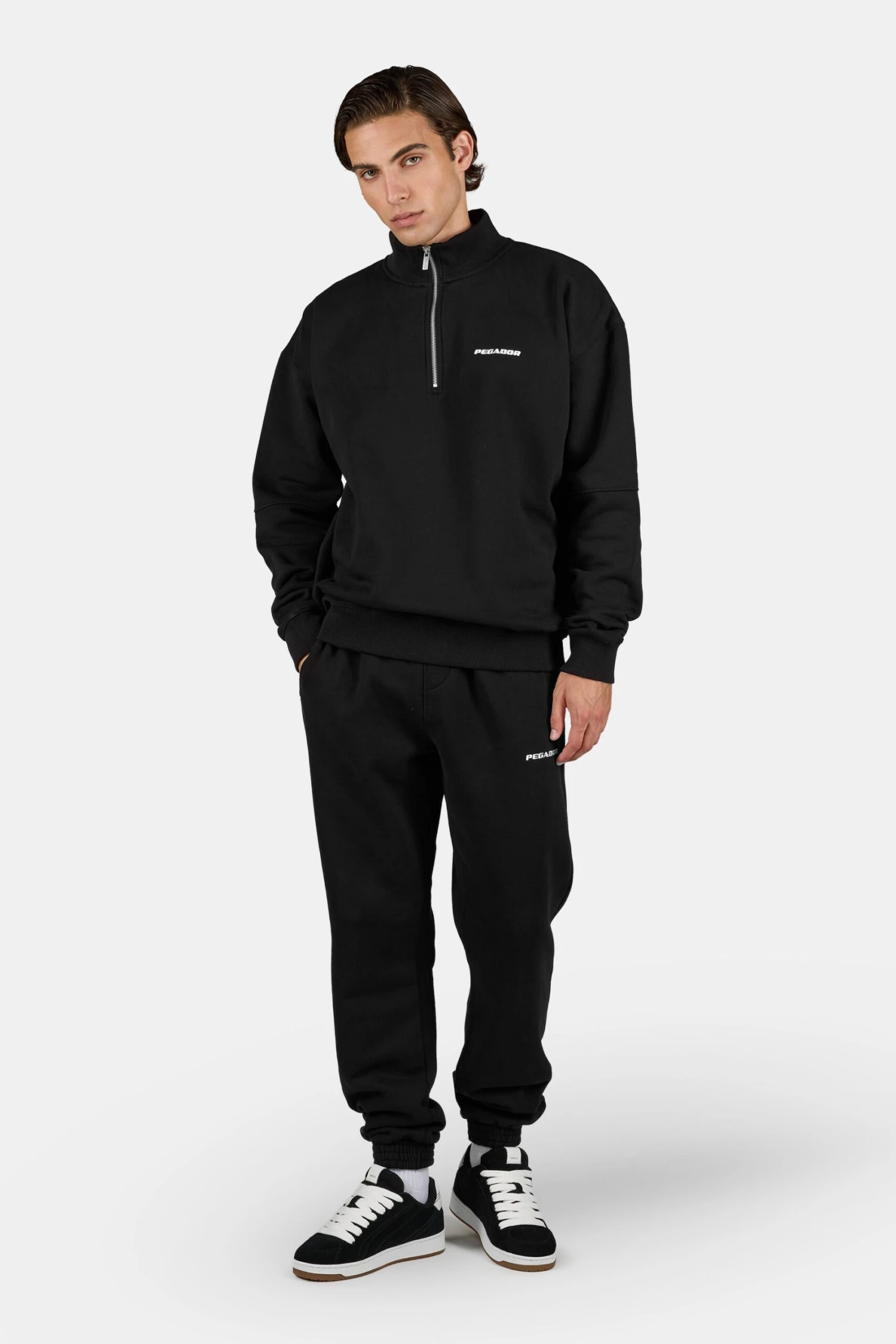 Logo Oversized Half Zip Sweater Washed Black White - Image 2
