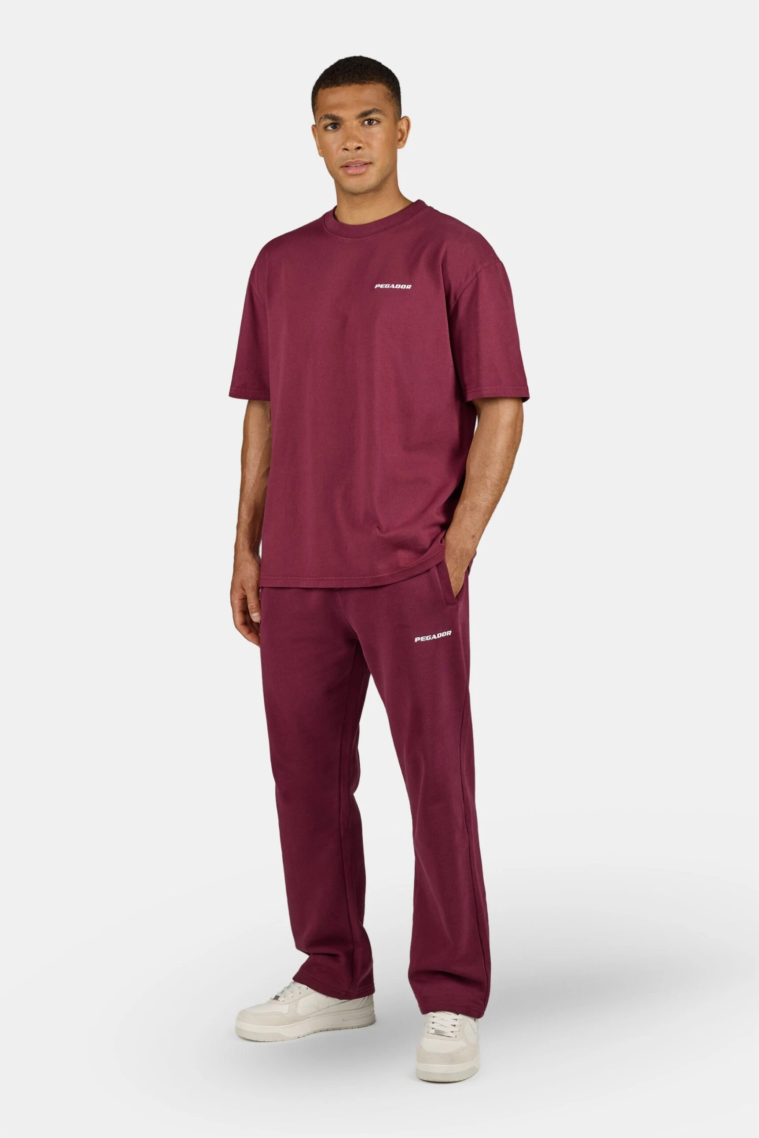 Logo Wide Sweat Pants Washed Maroon Red White 2 Logo Wide Sweat Pants Washed Maroon Red White - Image 2
