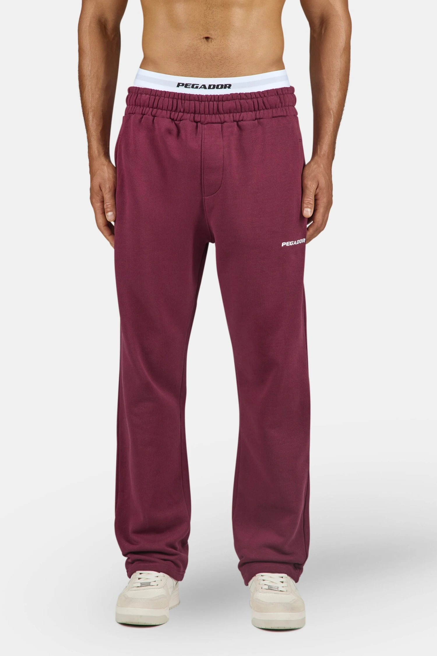 Logo Wide Sweat Pants Washed Maroon Red White 1 Logo Wide Sweat Pants Washed Maroon Red White