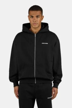 Logo Oversized Sweat Jacket Washed Black