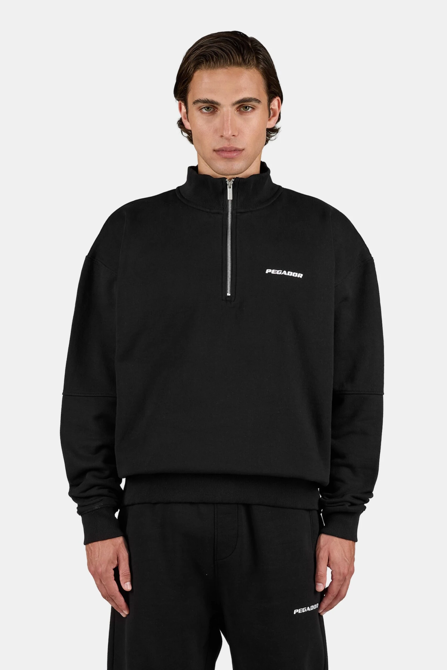 Logo Oversized Half Zip Sweater Washed Black White