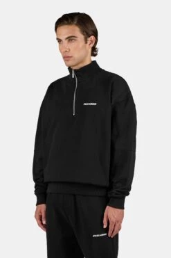 Logo Oversized Half Zip Sweater Washed Black White -Pegador Sale Store PGDR 1570 002 004 Logo Oversized Half Zip Sweater Washed Black White 0234