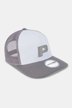 Pegador P Logo Baseball Trucker Cap White Cool Grey