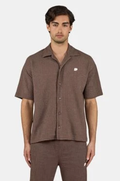Libco Structured Knit Shirt Washed Cozy Brown Unbleached