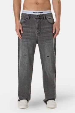 Barrow Wide Baggy Jeans Washed Anthracite