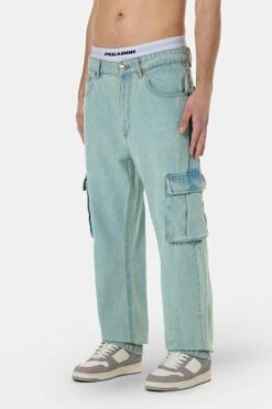 Dawes Cargo Baggy Jeans Sand Washed Blue