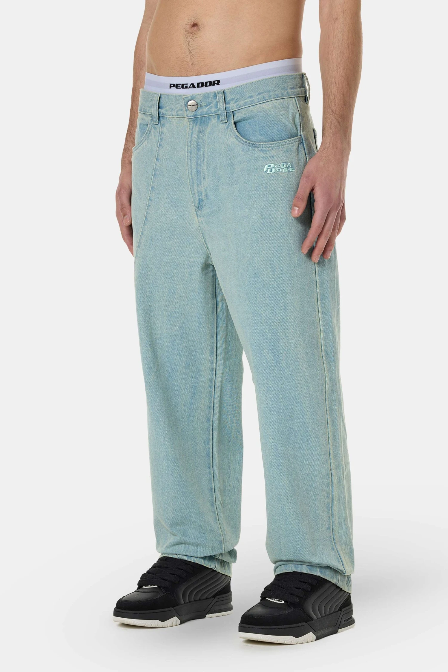 Waco Wide Baggy Jeans Sand Washed Blue 3 Waco Wide Baggy Jeans Sand Washed Blue - Image 3