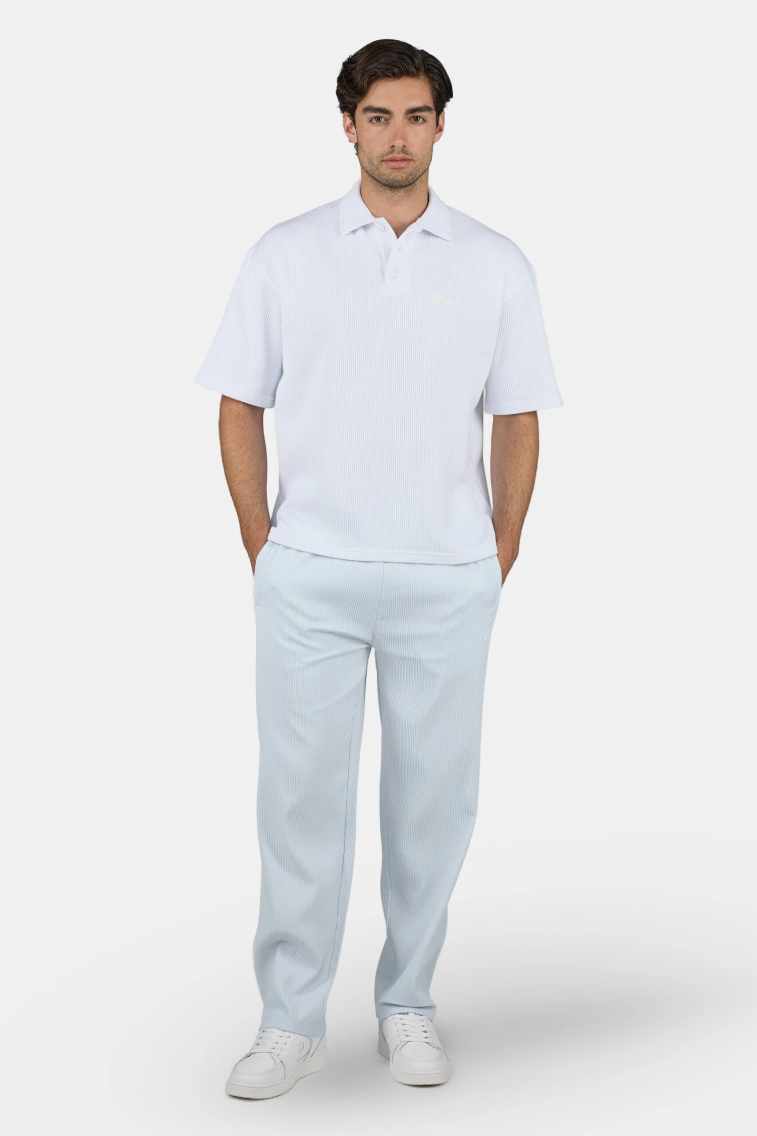Signar Rib Polo Tee White Unbleached 2 Signar Rib Polo Tee White Unbleached - Image 2