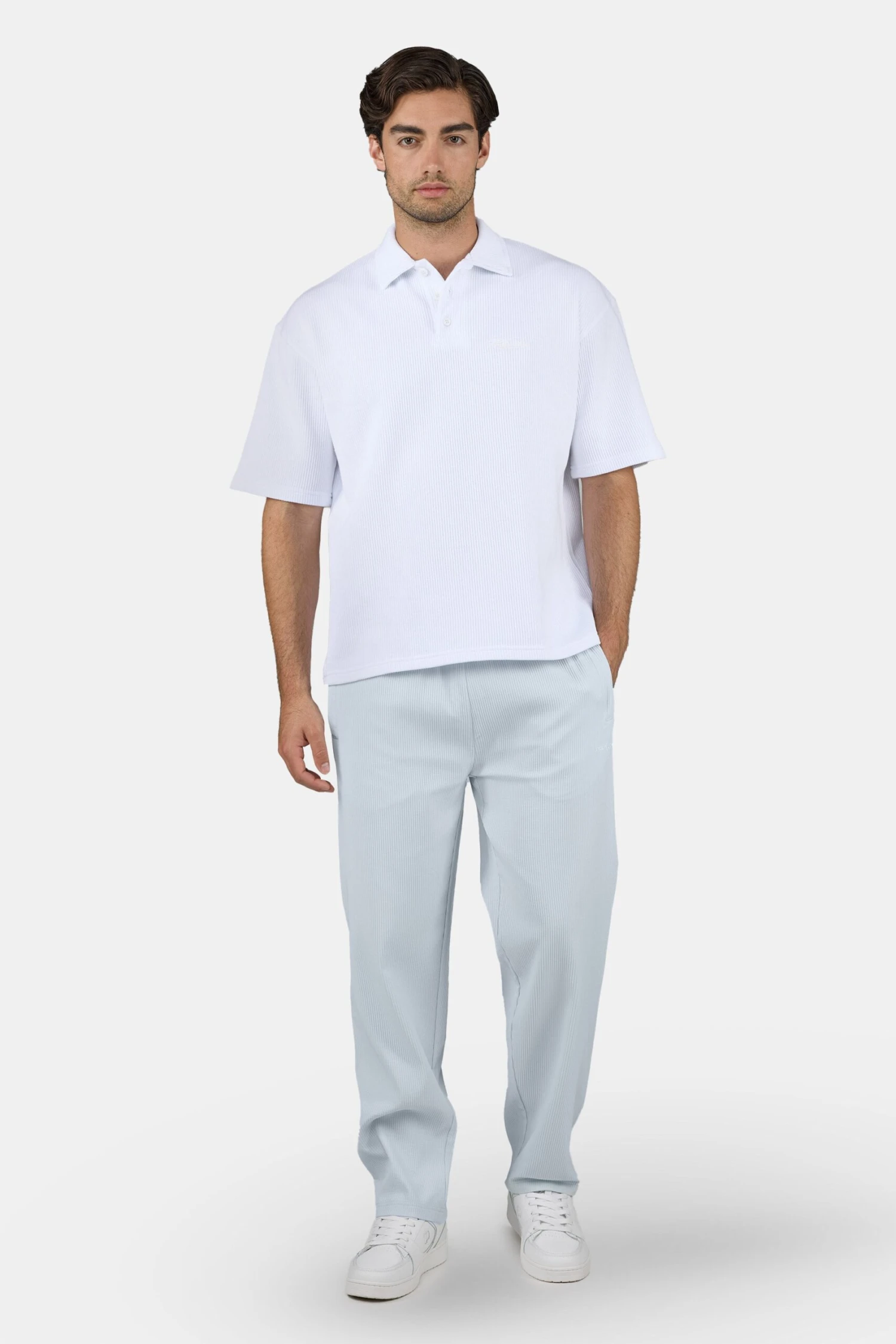 Signar Rib Polo Tee White Unbleached 1 Signar Rib Polo Tee White Unbleached