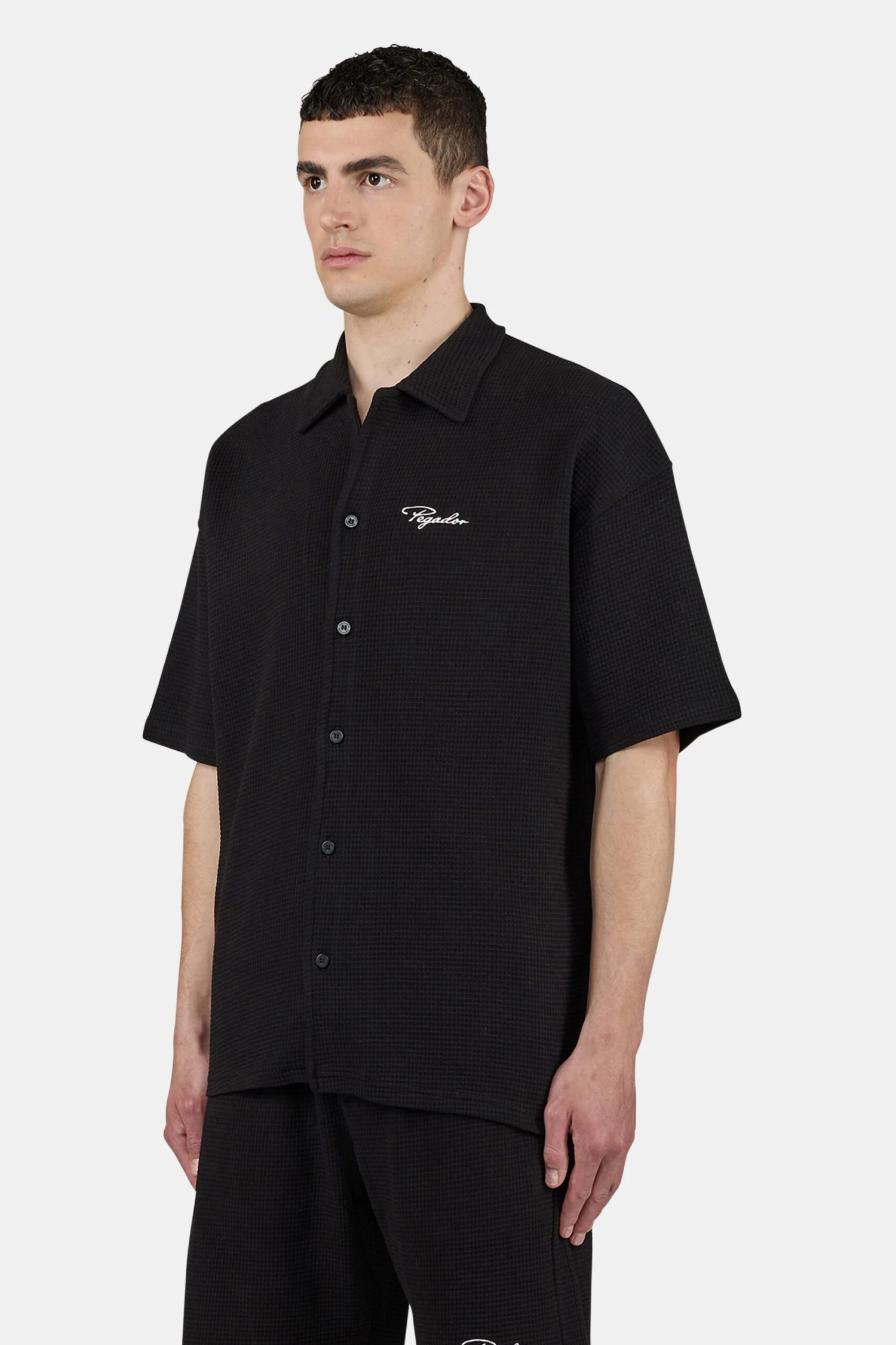 Signar Waffle Shortsleeve Shirt Washed Black Unbleached 3 Signar Waffle Shortsleeve Shirt Washed Black Unbleached - Image 3