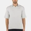 Casan Fine Knit Polo Shirt Pure Grey