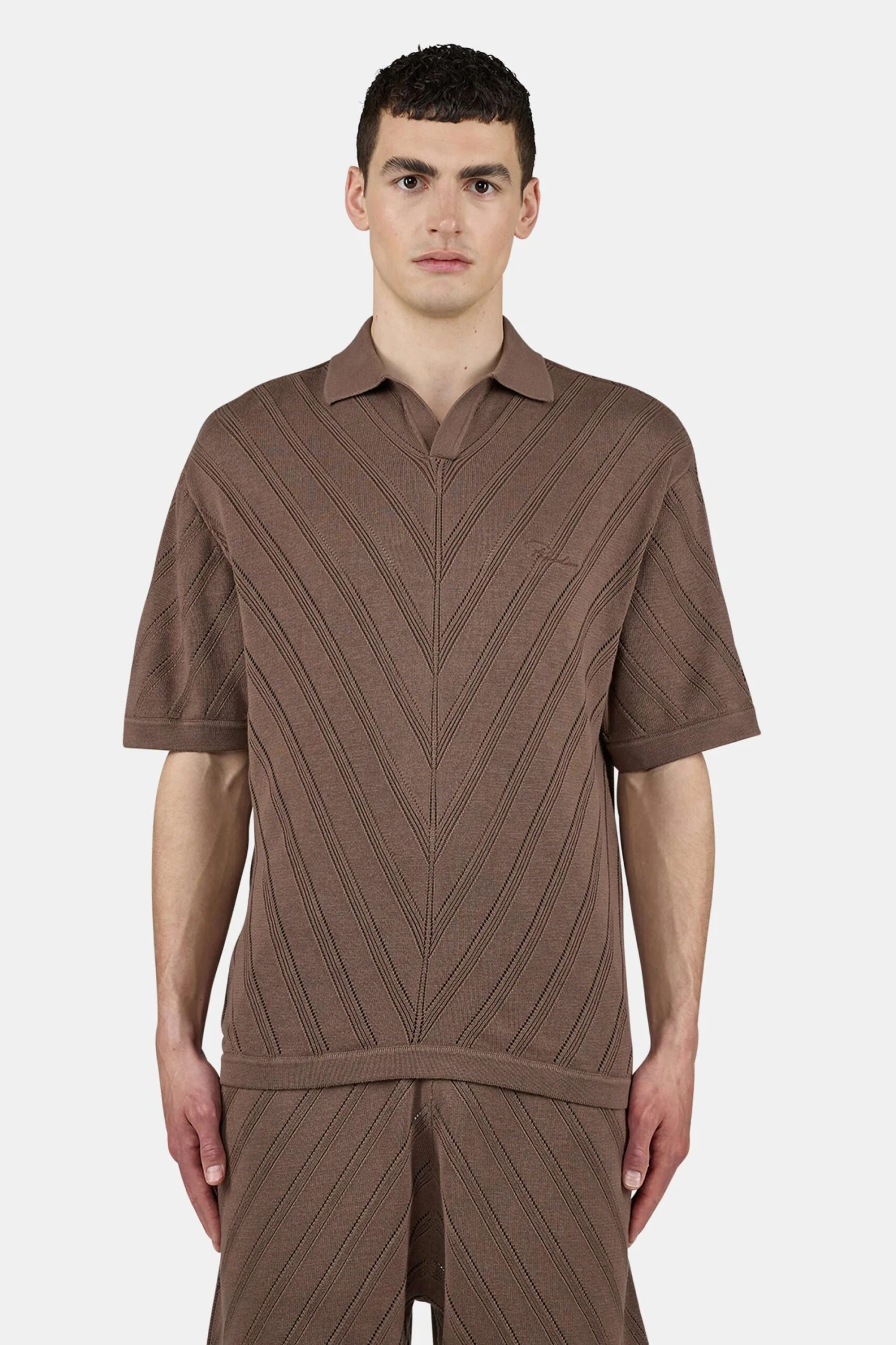 Canva Knit Polo Shirt Cozy Brown 1 Canva Knit Polo Shirt Cozy Brown