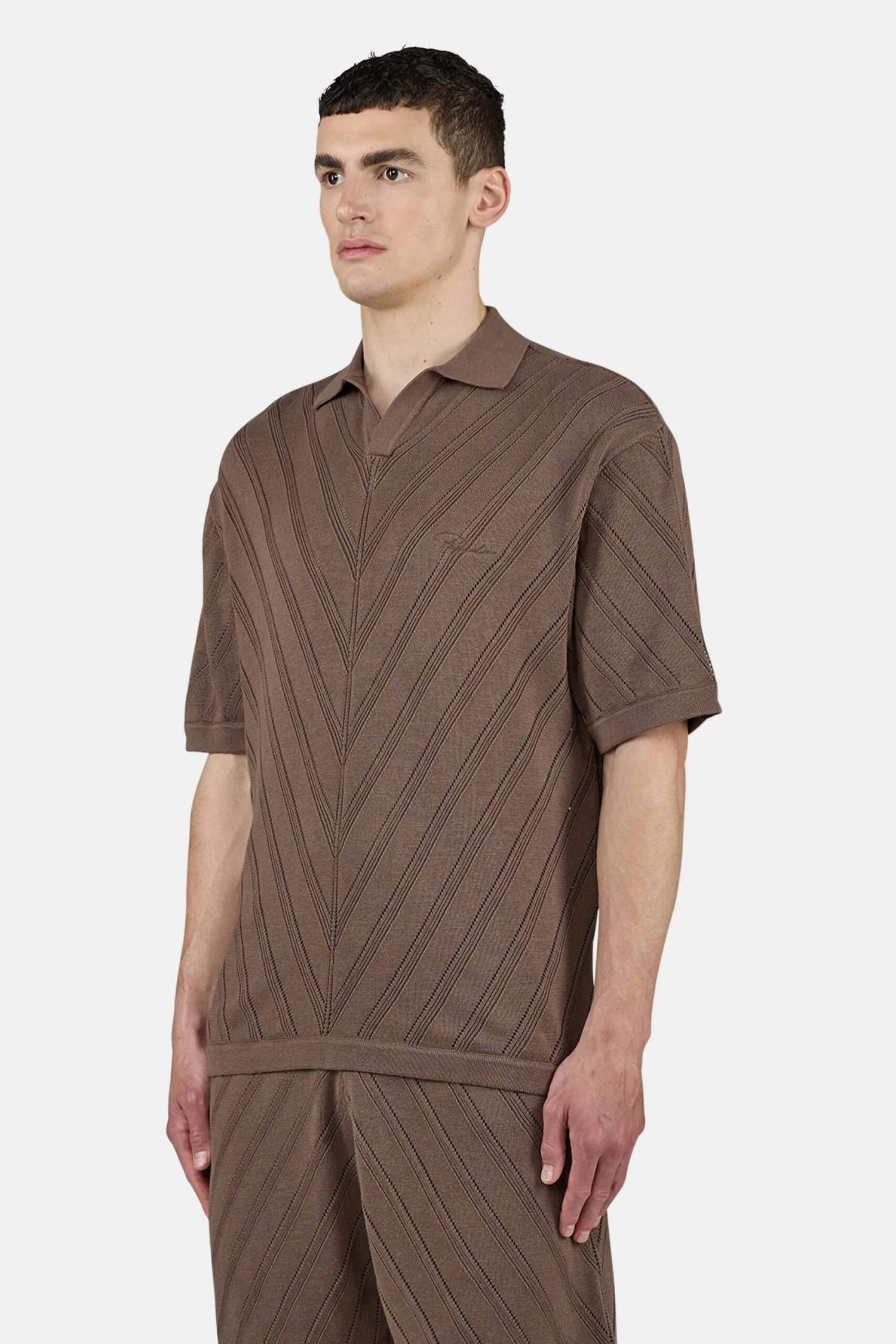 Canva Knit Polo Shirt Cozy Brown 3 Canva Knit Polo Shirt Cozy Brown - Image 3