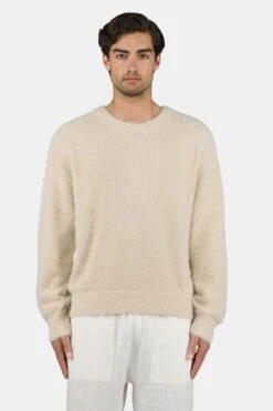 Waton Furry Knit Sweater Light Beige
