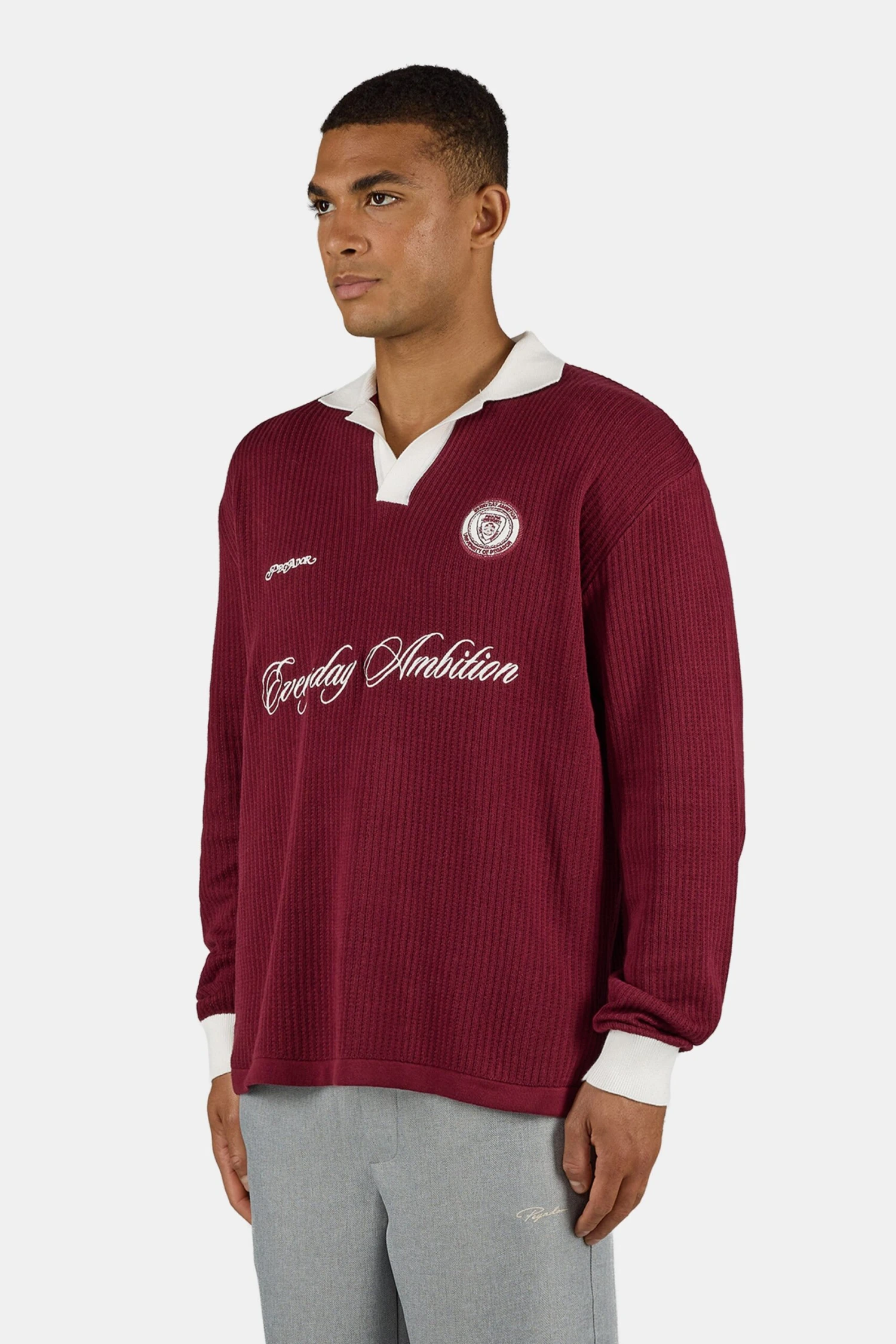 Yemo Regular Longsleeve Knit Trikot Maroon Red 3 Yemo Regular Longsleeve Knit Trikot Maroon Red - Image 3