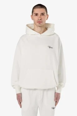 Signar Terry Raglan Hoodie Washed Warm White Black