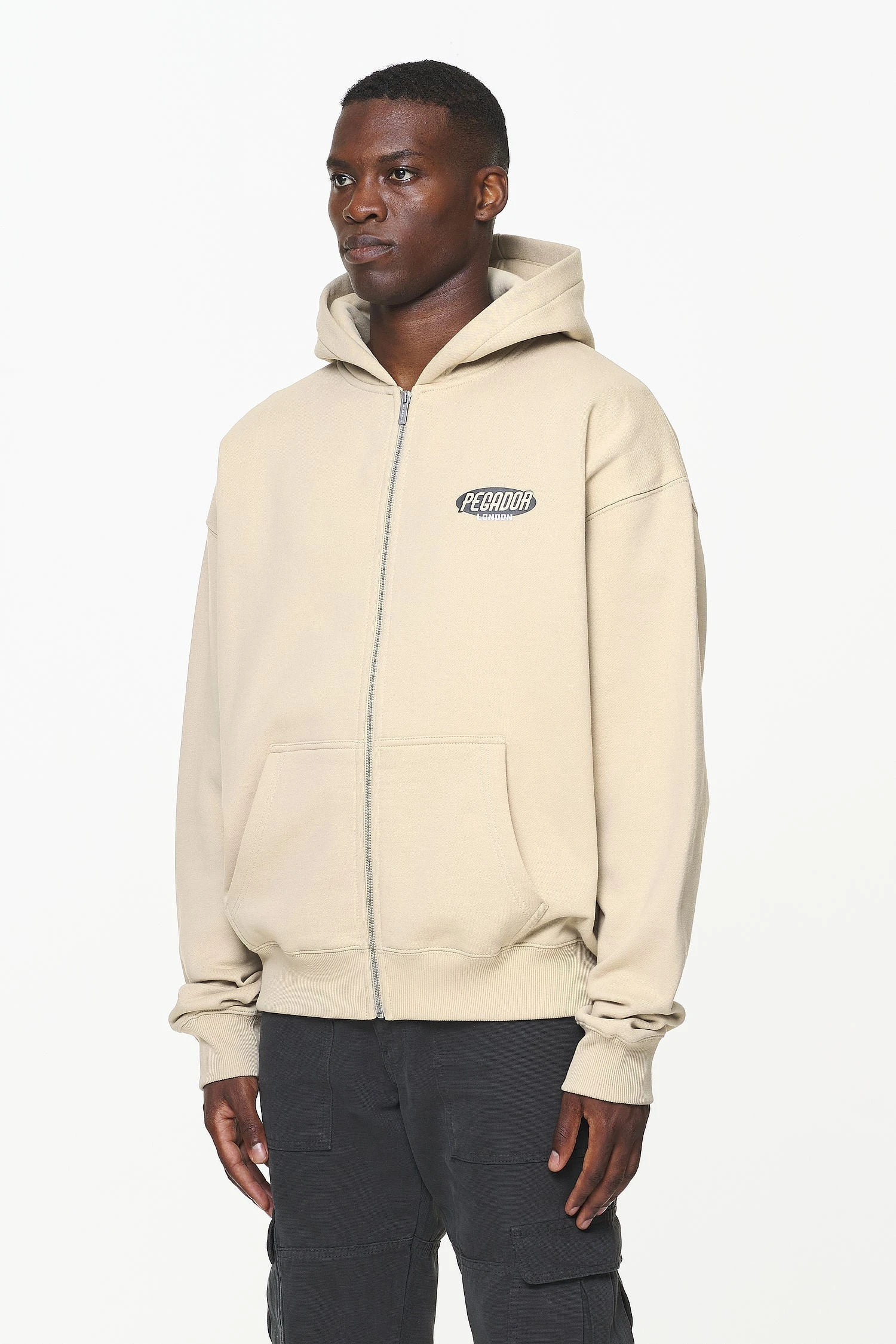 County Oversized Sweat Jacket Vintage Washed Kingdom Beige 4 County Oversized Sweat Jacket Vintage Washed Kingdom Beige - Image 4