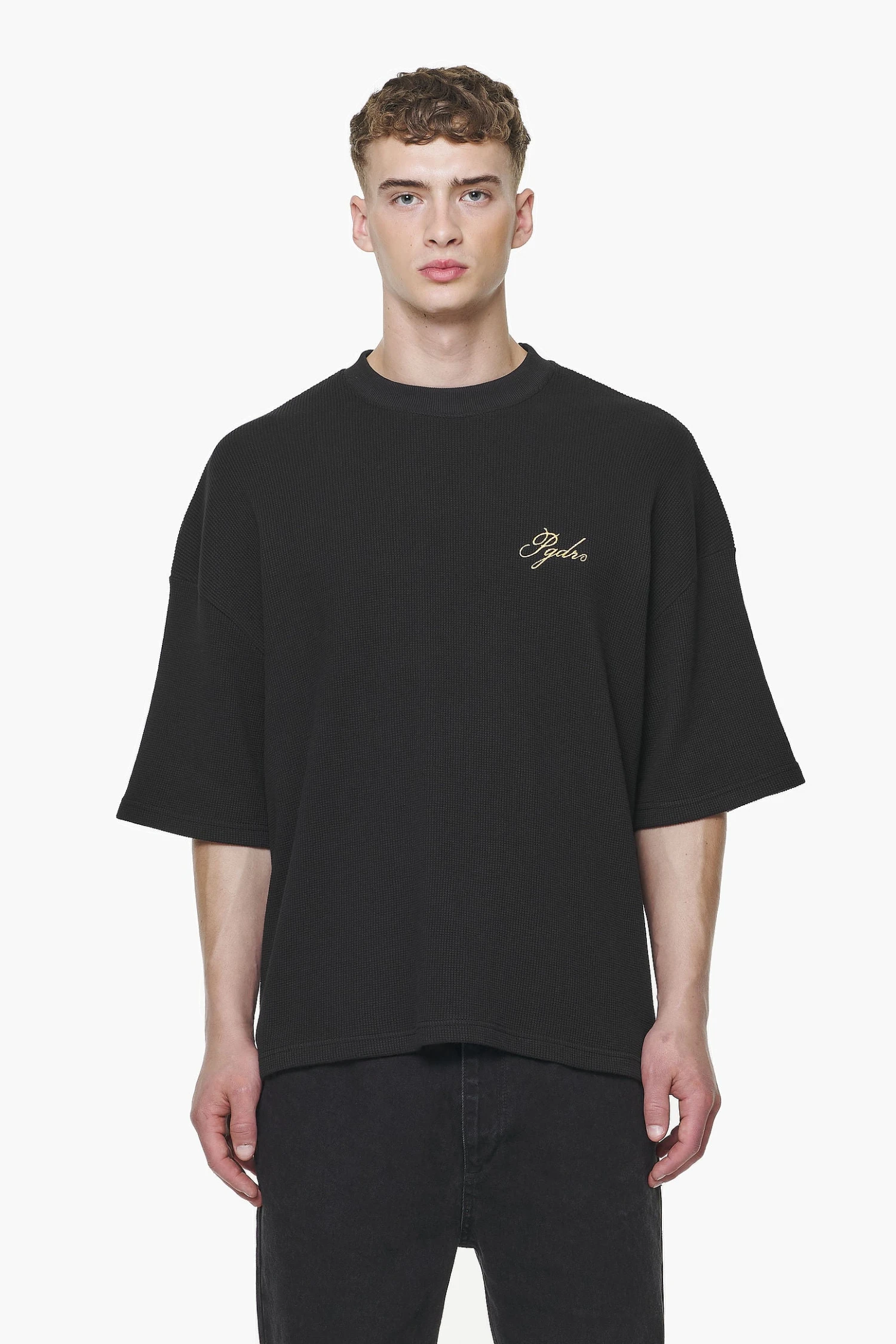 Quat Waffle Boxy Tee Vintage Washed Onyx Black 1 Quat Waffle Boxy Tee Vintage Washed Onyx Black