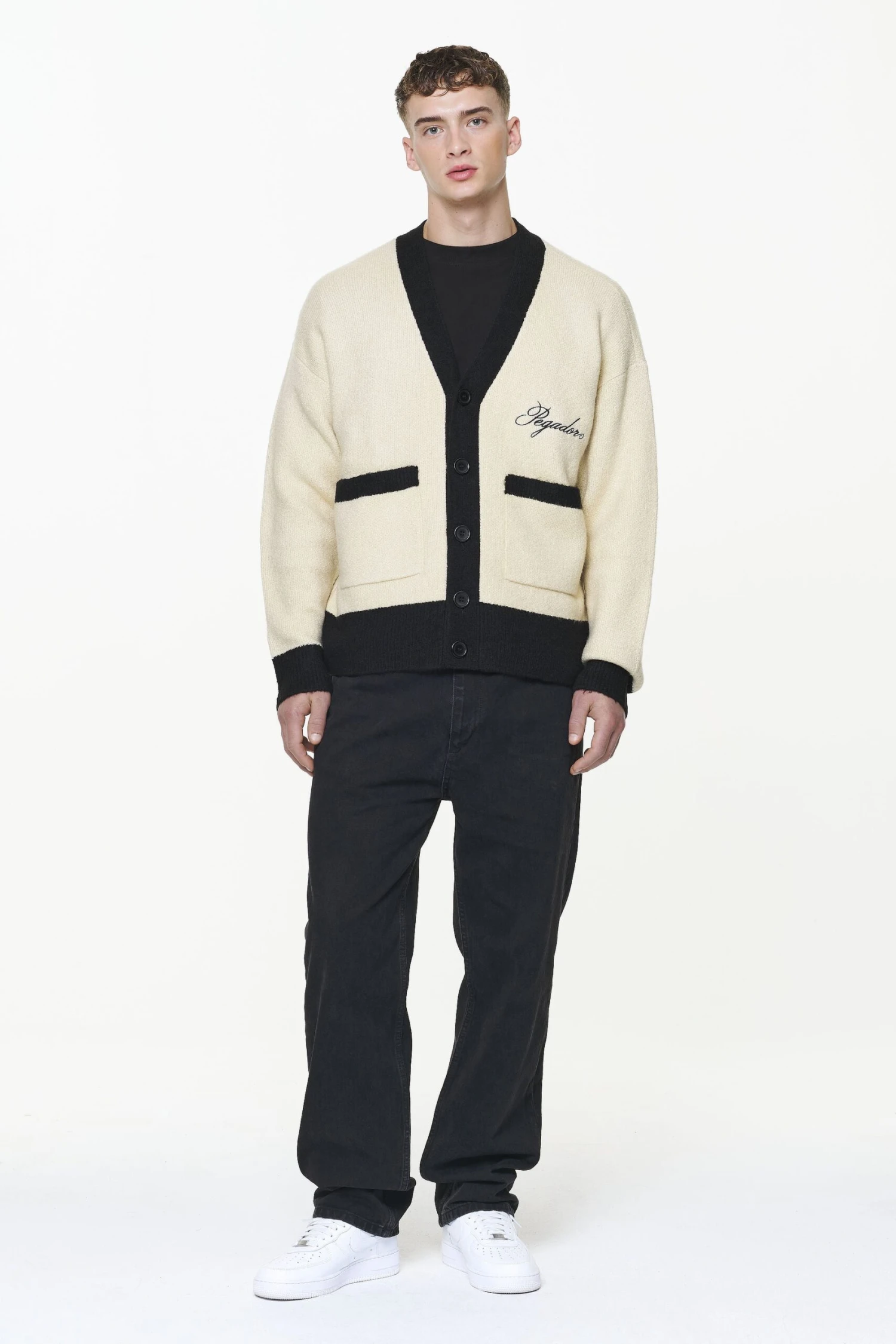 Unio Knit Cardigan Onyx Black Kingdom Beige 2 Unio Knit Cardigan Onyx Black Kingdom Beige - Image 2