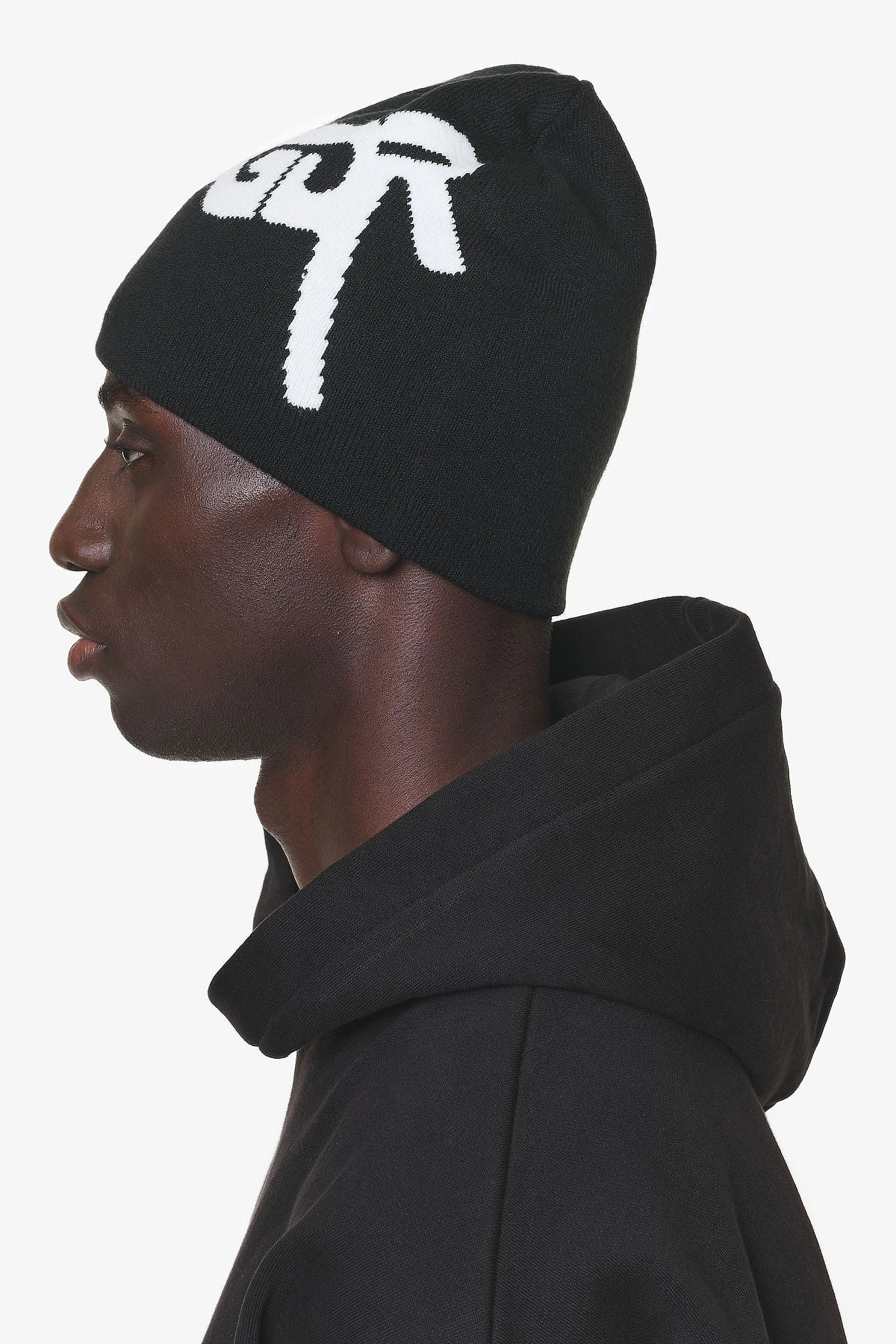 Feala Jaquard Beanie Black White 2 Feala Jaquard Beanie Black White - Image 2