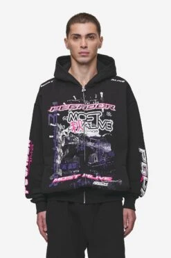 Saxon Oversized Sweat Jacket Washed Black