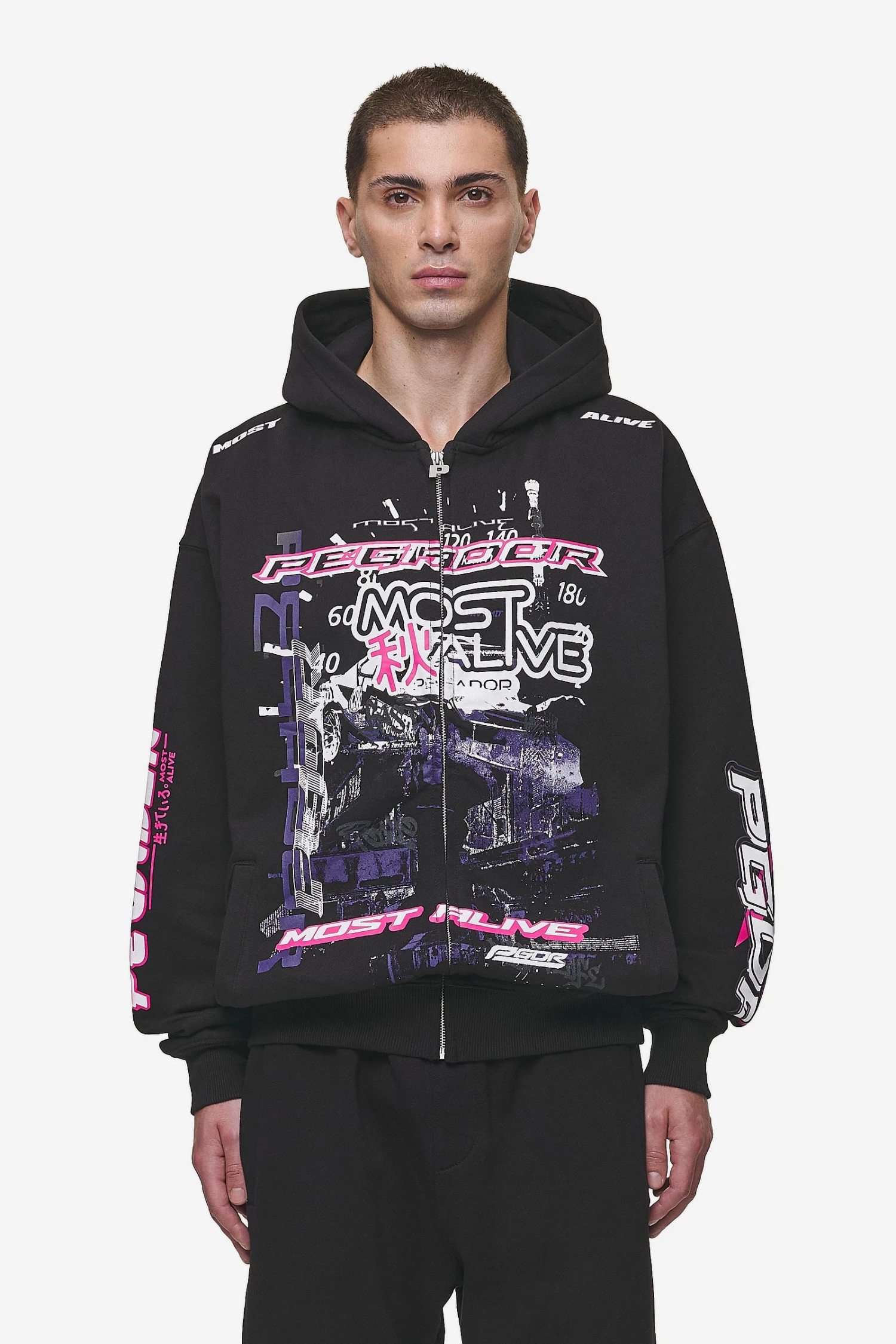 Saxon Oversized Sweat Jacket Washed Black 1 Saxon Oversized Sweat Jacket Washed Black