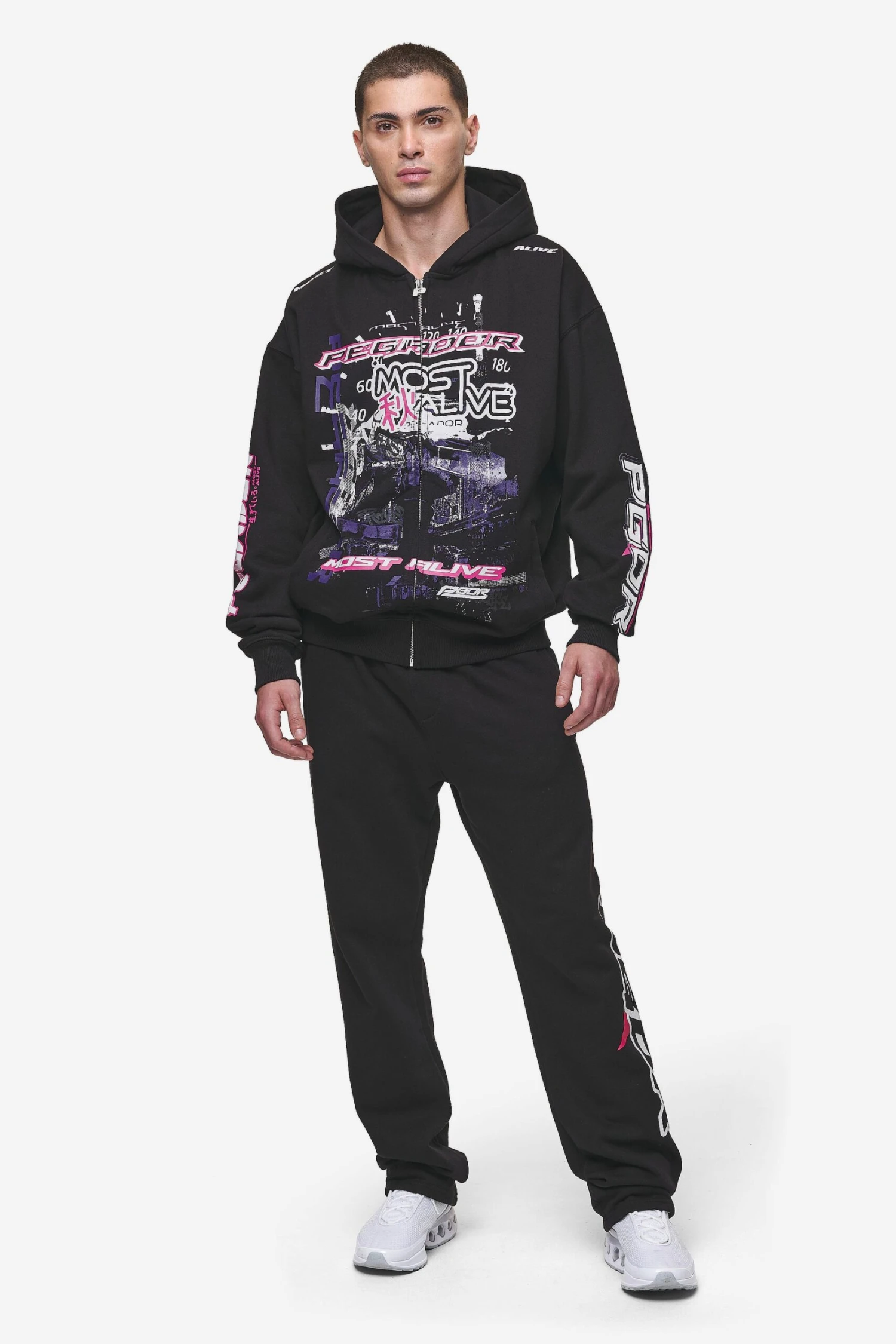 Saxon Oversized Sweat Jacket Washed Black 2 Saxon Oversized Sweat Jacket Washed Black - Image 2