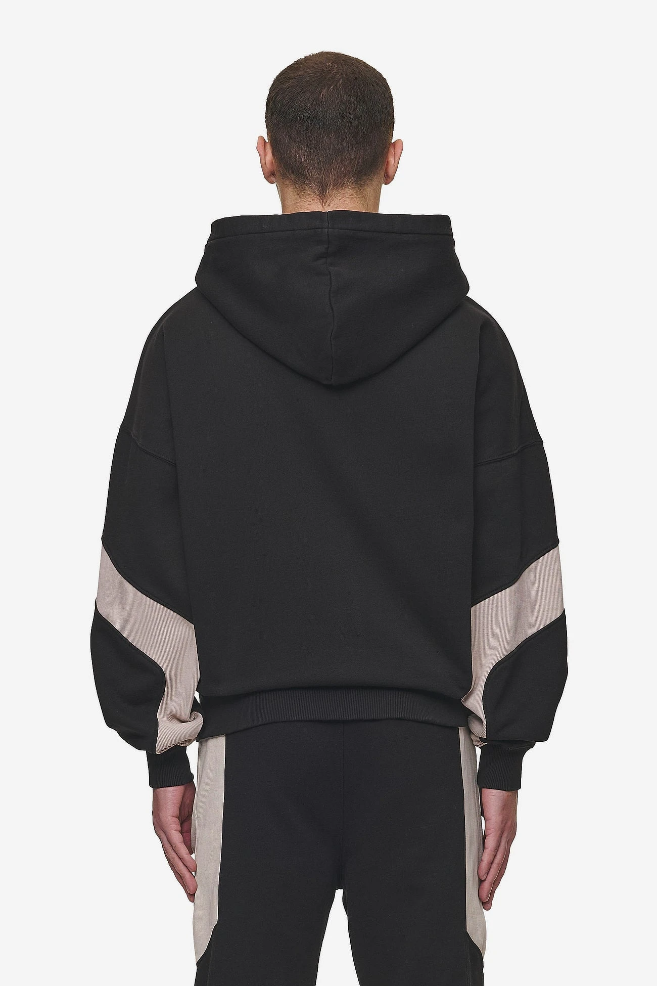 Aderno Boxy Sweat Jacket Washed Black Light Beige 4 Aderno Boxy Sweat Jacket Washed Black Light Beige - Image 4