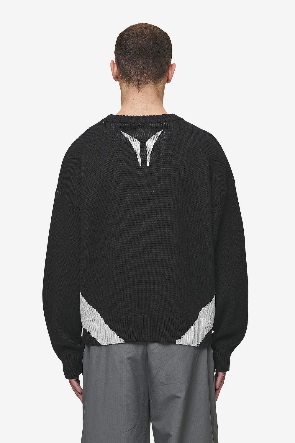 Kazan Boxy Knit Sweater Black Light Grey 4 Kazan Boxy Knit Sweater Black Light Grey - Image 4