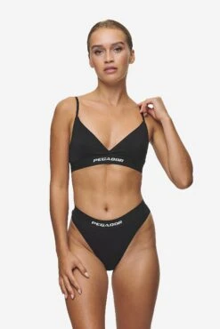 Senya Triangle Bralette Black White