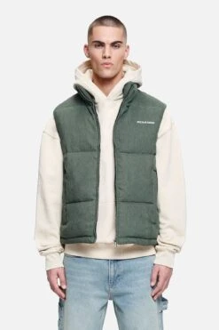 Bardon Cord Puffer Vest Forest Green