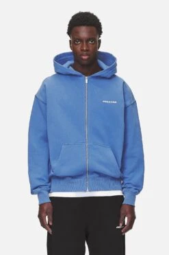 Logo Oversized Sweat Jacket Washed Retro Blue White Gum