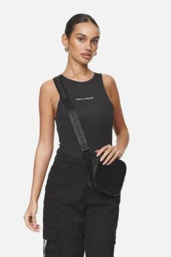 Skibo Logo Faux Leather Shoulder Strap Bag Black -Pegador Sale Store PGDR NEVER TOO LATE ECOMMERCE FEMALE DAY 2609