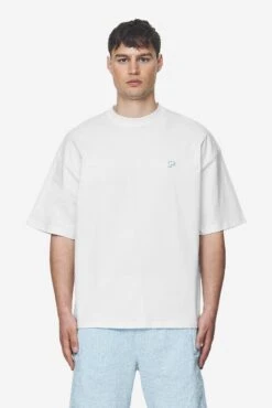 Leono Boxy Tee White Baby Blue