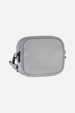 Skibo Logo Faux Leather Shoulder Strap Bag Cool Grey