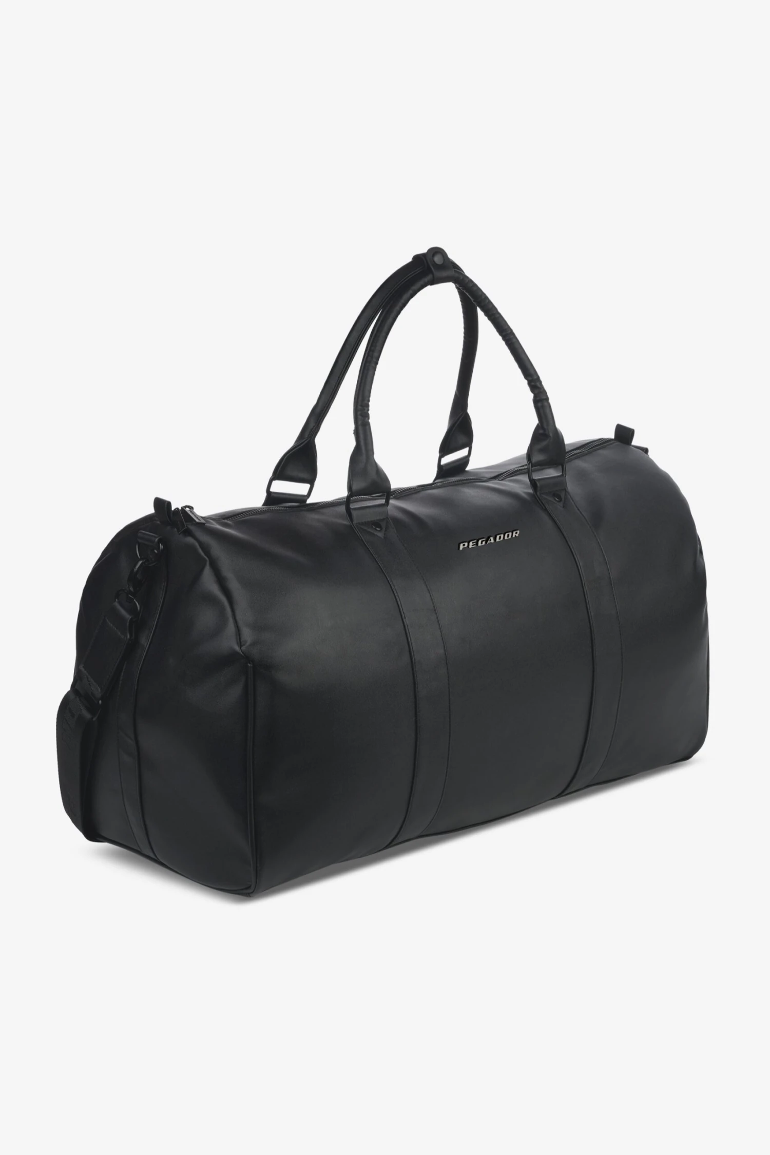 Strahan Logo Faux Leather Weekender Black 1 Strahan Logo Faux Leather Weekender Black