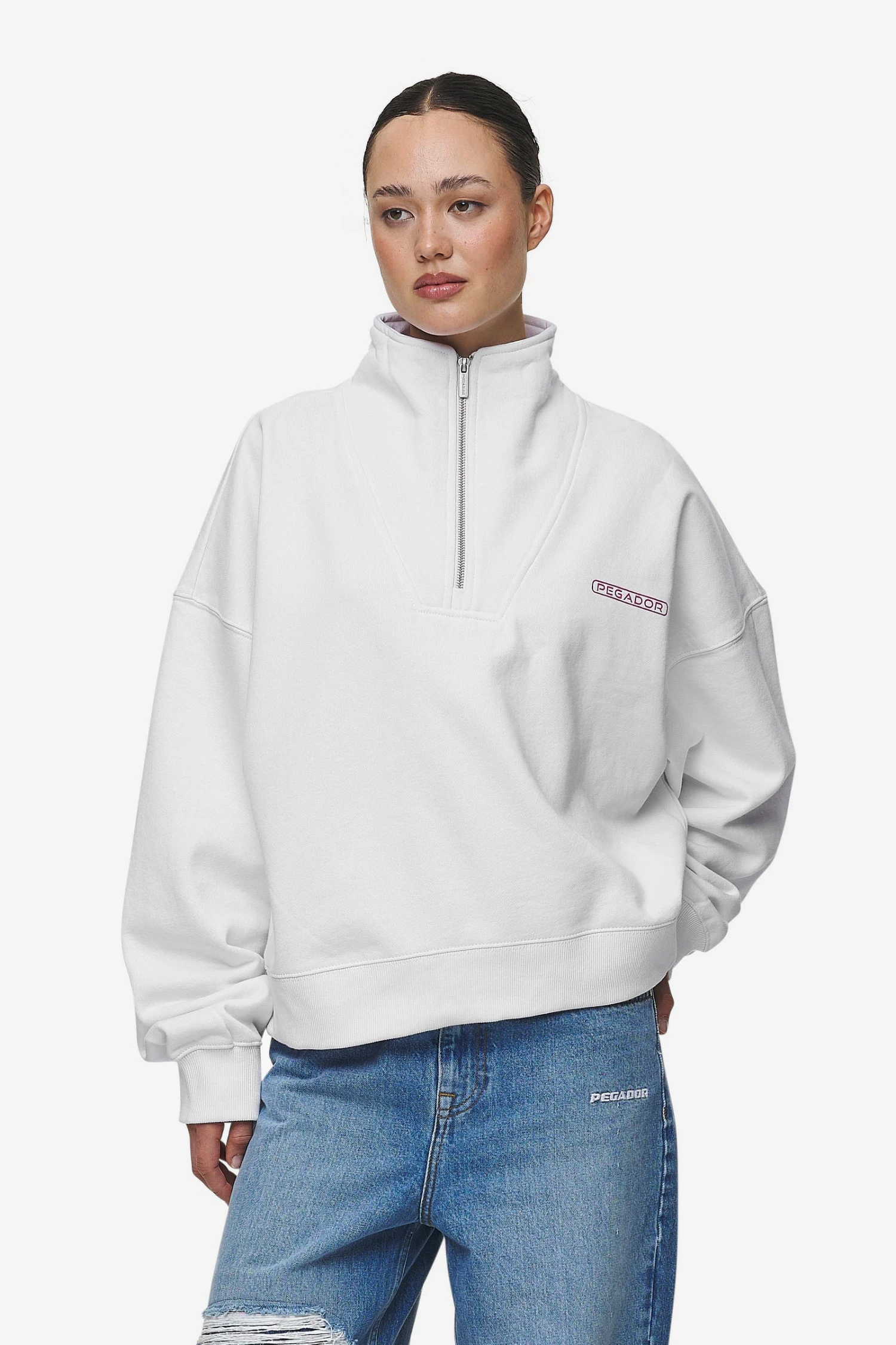 Thea Oversized Halfzip Sweater White 1 Thea Oversized Halfzip Sweater White