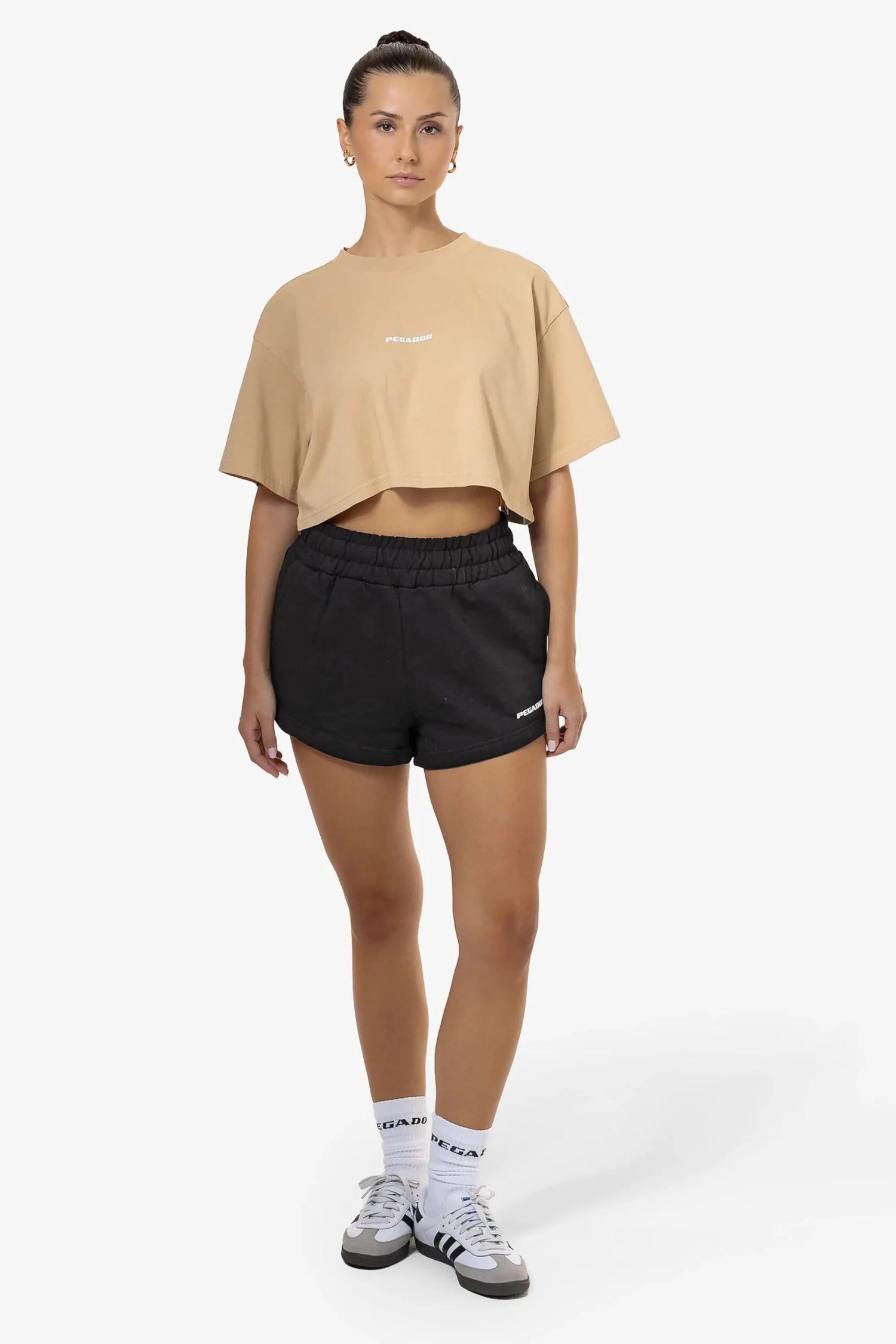 Wiluna High Waisted Sweat Shorts Black White Gum 2 Wiluna High Waisted Sweat Shorts Black White Gum - Image 2