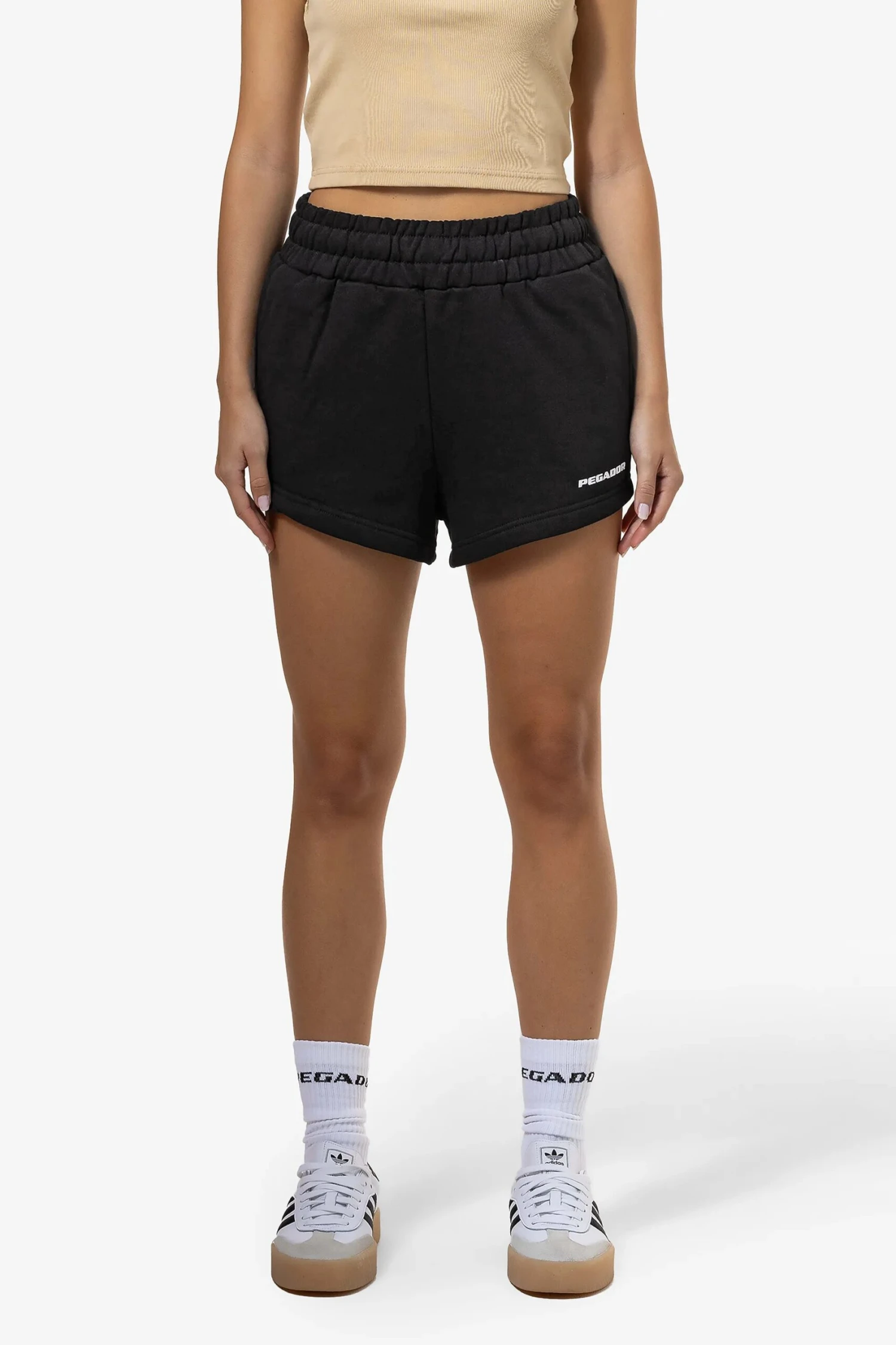 Wiluna High Waisted Sweat Shorts Black White Gum 3 Wiluna High Waisted Sweat Shorts Black White Gum - Image 3
